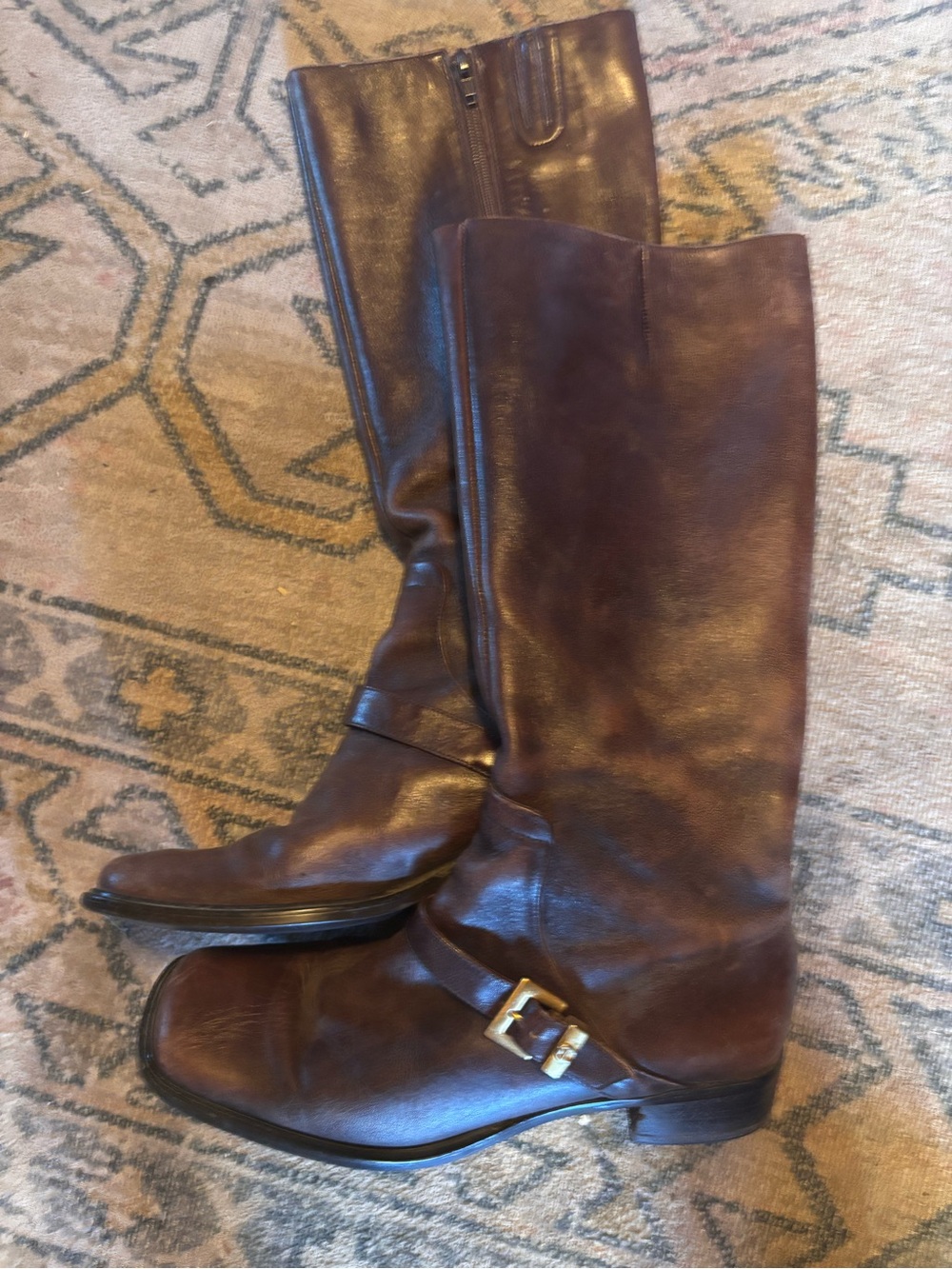 VTG Etienne Aigner Brown Leather Ankle Boots with Buckle